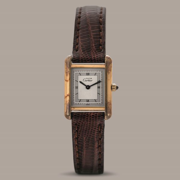 CARTIER - Must de Cartier orologio da donna in argento laminato con movimento al quarzo, quadrante Argent� bitonale  - Asta Orologi da Polso e da Tasca - Associazione Nazionale - Case d'Asta italiane
