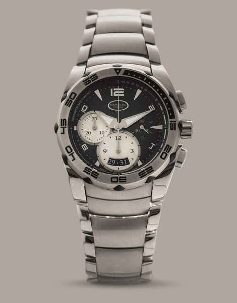 PARMIGIANI FLEURIER - Pershing 002 cronografo in acciaio, quadrante nero con ghiera girevole realizzato per il celebre cantiere nautico Pershing, nuovo mai indossato  - Asta Orologi da Polso e da Tasca - Associazione Nazionale - Case d'Asta italiane