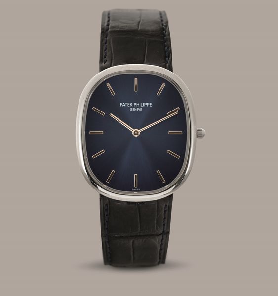 PATEK PHILIPPE - Ellipse ref 5738P in platino, quadrante Blu soleil e indici a bastone, movimento automatico con garanzia  - Asta Orologi da Polso e da Tasca - Associazione Nazionale - Case d'Asta italiane
