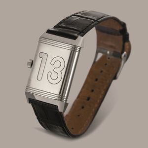 JAEGER LECOULTRE - Reverso Grand Taille in acciaio, quadrante bianco con numeri Arabi, movimento a carica manuale secondi al sei  - Asta Orologi da Polso e da Tasca - Associazione Nazionale - Case d'Asta italiane