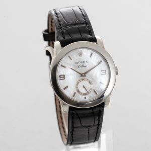 ROLEX - Cellini ref 5240 NOS, in platino con quadrante in madreperla, numeri arabi e secondi al sei, mai indossato corredato da scatola e garanzia  - Asta Orologi da Polso e da Tasca - Associazione Nazionale - Case d'Asta italiane