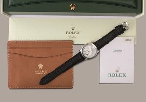 ROLEX - Cellini ref 5240 NOS, in platino con quadrante in madreperla, numeri arabi e secondi al sei, mai indossato corredato da scatola e garanzia  - Asta Orologi da Polso e da Tasca - Associazione Nazionale - Case d'Asta italiane