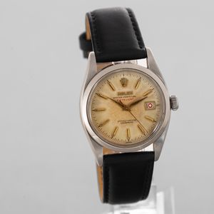ROLEX - Datejust Scritta Rossa ref 6304 in acciaio, quadrante Argent� fan� con indici a daga, fondello a vite  - Asta Orologi da Polso e da Tasca - Associazione Nazionale - Case d'Asta italiane