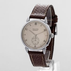 MOVADO - Solidograf Antimagnetico fuori misura, solo tempo con piccoli secondi, quadrante Argent� numeri Arabi, movimento a carica manuale  - Asta Orologi da Polso e da Tasca - Associazione Nazionale - Case d'Asta italiane