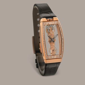CORUM - Golden Bridge in oro rosa 18k con pav� di brillanti, movimento a vista disposto su ponte verticale a carica manuale, mai indossato con scatola e garanzia  - Asta Orologi da Polso e da Tasca - Associazione Nazionale - Case d'Asta italiane