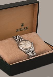 ROLEX - Datejust 16014 cassa in acciaio con lunetta zigrinata in oro bianco, quadrante Argent� con indici a bastone, bracciale Jubil�e, movimento automatico con datario  - Asta Orologi da Polso e da Tasca - Associazione Nazionale - Case d'Asta italiane