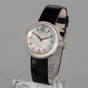 JACOB & CO - Brilliant da donna in acciaio con pav� di brillanti, quadrante in madreperla pav� di brillanti e indici di rubini completo di scatola e garanzia  - Asta Orologi da Polso e da Tasca - Associazione Nazionale - Case d'Asta italiane