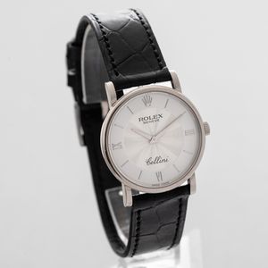 ROLEX - Cellini ref 5115 in oro bianco 18k, quadrante Argent� bitonale con indici e numeri Romani, carica manuale con Garanzia originale  - Asta Orologi da Polso e da Tasca - Associazione Nazionale - Case d'Asta italiane