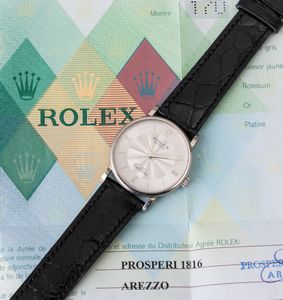 ROLEX - Cellini ref 5115 in oro bianco 18k, quadrante Argent� bitonale con indici e numeri Romani, carica manuale con Garanzia originale  - Asta Orologi da Polso e da Tasca - Associazione Nazionale - Case d'Asta italiane
