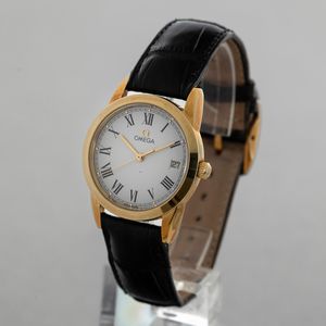 OMEGA - Louis Brandt in oro giallo 18k, quadrante bianco guiloch� con numeri Romani e datario, movimento automatico a vita e astuccio originale  - Asta Orologi da Polso e da Tasca - Associazione Nazionale - Case d'Asta italiane