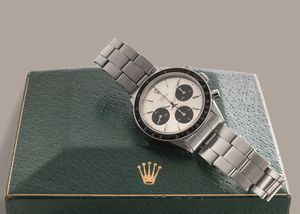 ROLEX - Daytona ref 6241 Cherry Logo carica manuale,in acciaio, quadrante Argent� contatori neri a contrasto, ghiera nera in bachelite e pulsanti a pompa  - Asta Orologi da Polso e da Tasca - Associazione Nazionale - Case d'Asta italiane