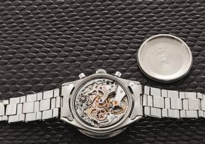 ROLEX - Daytona ref 6241 Cherry Logo carica manuale,in acciaio, quadrante Argent� contatori neri a contrasto, ghiera nera in bachelite e pulsanti a pompa  - Asta Orologi da Polso e da Tasca - Associazione Nazionale - Case d'Asta italiane