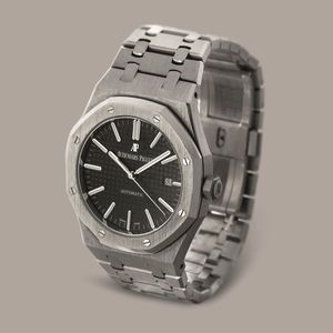 AUDEMARS PIGUET - Royal Oak 15400ST, in acciaio con quadrante nero Grande Tapissserie , indici lunghi e datario con fondello a vista, scatola e garanzia  - Asta Orologi da Polso e da Tasca - Associazione Nazionale - Case d'Asta italiane