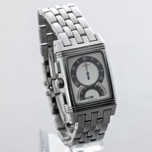 JEAGER LECOULTRE - Reverso Grand Sport Chrono in acciaio impermeabile reversibile con doppio quadrante bianco e bracciale in acciaio  - Asta Orologi da Polso e da Tasca - Associazione Nazionale - Case d'Asta italiane