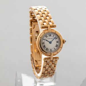 CARTIER - Panthere Vendome in oro giallo 18k, quadrante Argent� con numeri Arabi movimento al quarzo corredato di scatola e garanzia  - Asta Orologi da Polso e da Tasca - Associazione Nazionale - Case d'Asta italiane