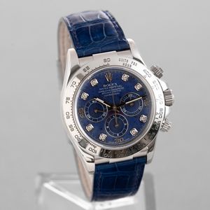 ROLEX - Daytona ref 16519 in oro bianco 18k con quadrante in Sodalite e indici in brillanti, ghiera Tachimetrica, movimento automatico con scatola garanzia e service Rolex  - Asta Orologi da Polso e da Tasca - Associazione Nazionale - Case d'Asta italiane
