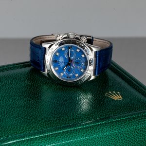 ROLEX - Daytona ref 16519 in oro bianco 18k con quadrante in Sodalite e indici in brillanti, ghiera Tachimetrica, movimento automatico con scatola garanzia e service Rolex  - Asta Orologi da Polso e da Tasca - Associazione Nazionale - Case d'Asta italiane