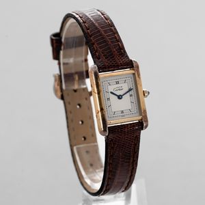 CARTIER - Must de Cartier orologio da donna in argento laminato con movimento al quarzo, quadrante Argent� bitonale  - Asta Orologi da Polso e da Tasca - Associazione Nazionale - Case d'Asta italiane