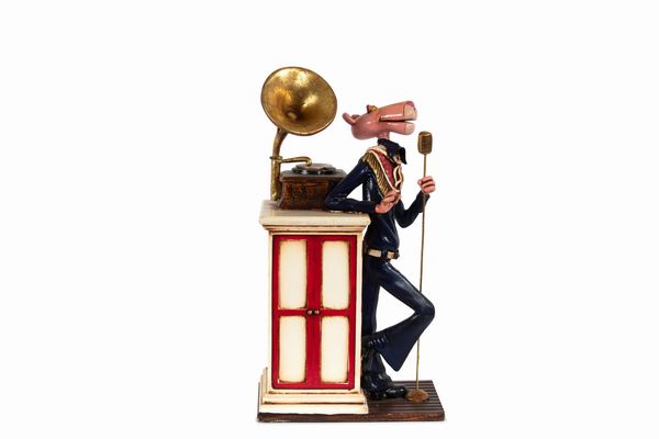 Statua Pantera Rosa cantante con grammofono  - Asta POP Culture e Manifesti d'Epoca - Associazione Nazionale - Case d'Asta italiane