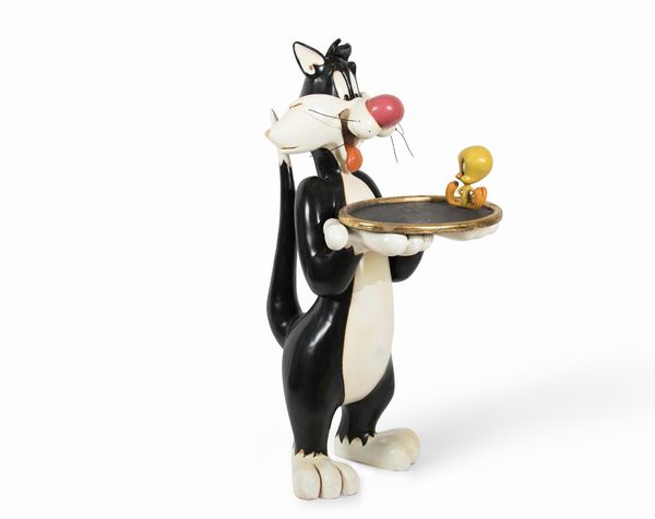 Warner Bros: Statua Silvestro e Titti Maggiordomo con vassoio  - Asta POP Culture e Manifesti d'Epoca - Associazione Nazionale - Case d'Asta italiane