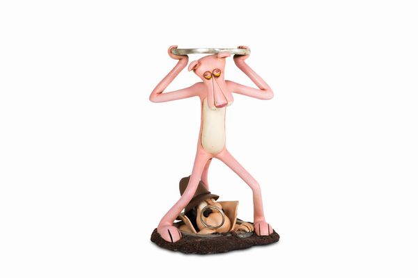 Statua Pantera Rosa e ispettore Clouseau con vassoio  - Asta POP Culture e Manifesti d'Epoca - Associazione Nazionale - Case d'Asta italiane