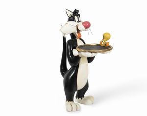 Warner Bros: Statua Silvestro e Titti Maggiordomo con vassoio  - Asta POP Culture e Manifesti d'Epoca - Associazione Nazionale - Case d'Asta italiane