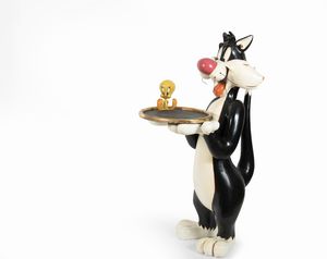 Warner Bros: Statua Silvestro e Titti Maggiordomo con vassoio  - Asta POP Culture e Manifesti d'Epoca - Associazione Nazionale - Case d'Asta italiane
