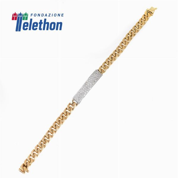 BRACCIALE A MAGLIA GROUMETTE CON DIAMANTI  - Asta Gioielli - Associazione Nazionale - Case d'Asta italiane