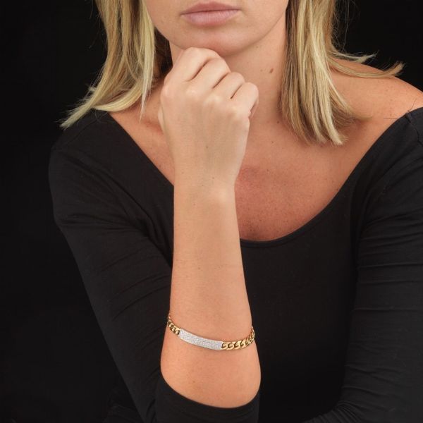 BRACCIALE A MAGLIA GROUMETTE CON DIAMANTI  - Asta Gioielli - Associazione Nazionale - Case d'Asta italiane