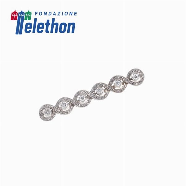SPILLA A BARRETTA CON DIAMANTI  - Asta Gioielli - Associazione Nazionale - Case d'Asta italiane
