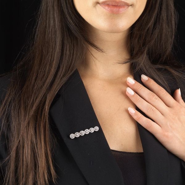 SPILLA A BARRETTA CON DIAMANTI  - Asta Gioielli - Associazione Nazionale - Case d'Asta italiane