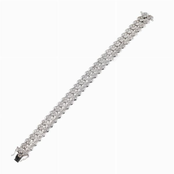 BRACCIALE A FASCIA CON CUORICINI DI DIAMANTI  - Asta Gioielli - Associazione Nazionale - Case d'Asta italiane