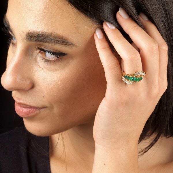 ANELLO CON SMERALDI E DIAMANTI  - Asta Gioielli - Associazione Nazionale - Case d'Asta italiane