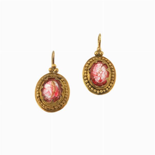 PAIO DI ORECCHINI PENDENTI CON PIETRE SINTETICHE  - Asta Gioielli - Associazione Nazionale - Case d'Asta italiane