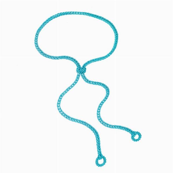 LUNGA COLLANA SALISCENDI CON PASTA DI TURCHESE  - Asta Gioielli - Associazione Nazionale - Case d'Asta italiane