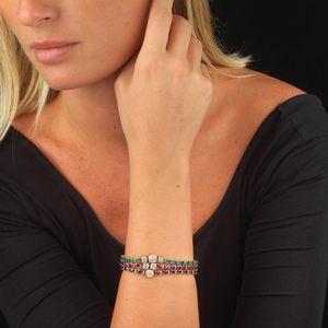 TRE BRACCIALI TENNIS CON PIETRE DI COLORE E DIAMANTI  - Asta Gioielli - Associazione Nazionale - Case d'Asta italiane