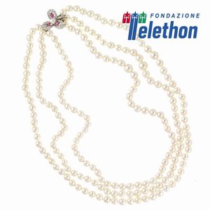 COLLANA DI PERLE CON RUBINI E DIAMANTI  - Asta Gioielli - Associazione Nazionale - Case d'Asta italiane