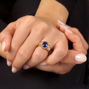 ANELLO CON ZAFFIRO E DIAMANTI  - Asta Gioielli - Associazione Nazionale - Case d'Asta italiane