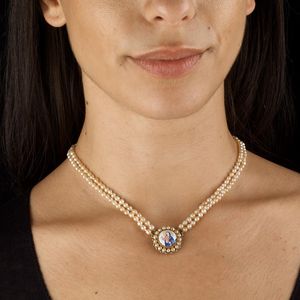 GIROCOLLO CON PERLE E MINIATURA  - Asta Gioielli - Associazione Nazionale - Case d'Asta italiane