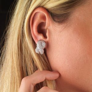 PAIO DI ORECCHINI A INTRECCIO CON DIAMANTI  - Asta Gioielli - Associazione Nazionale - Case d'Asta italiane