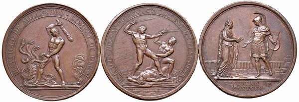 TRE MEDAGLIE NAPOLEONICHE IN BRONZO  - Asta Medaglie napoleoniche, monete toscane di grande modulo. Aurea: monete e medaglie d'oro - Associazione Nazionale - Case d'Asta italiane