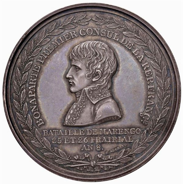 MEDAGLIA IN ARGENTO PER L&rsquo;ARRIVO PER LA BATTAGLIA DI MARENGO ANNO VIII (1800) OP. AUGUSTE & BRENET  - Asta Medaglie napoleoniche, monete toscane di grande modulo. Aurea: monete e medaglie d'oro - Associazione Nazionale - Case d'Asta italiane