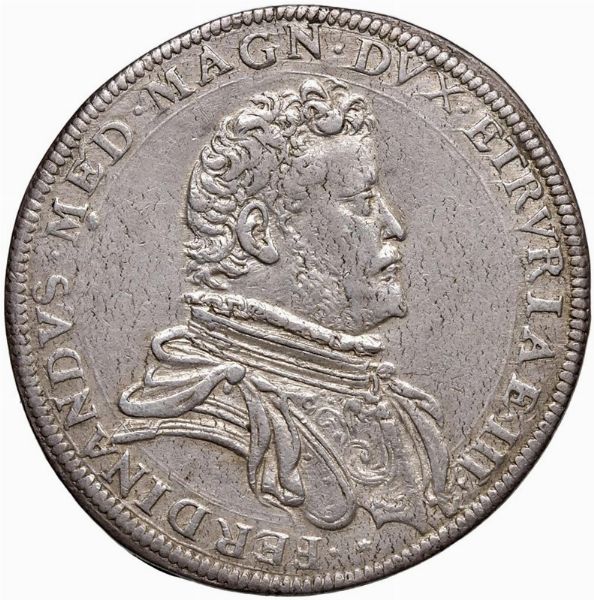FIRENZE. FERDINANDO I DE&rsquo; MEDICI (1587-1609) PIASTRA 1589  - Asta Medaglie napoleoniche, monete toscane di grande modulo. Aurea: monete e medaglie d'oro - Associazione Nazionale - Case d'Asta italiane