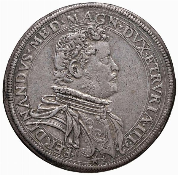 FIRENZE. FERDINANDO I DE&rsquo; MEDICI (1587-1609) PIASTRA 1590  - Asta Medaglie napoleoniche, monete toscane di grande modulo. Aurea: monete e medaglie d'oro - Associazione Nazionale - Case d'Asta italiane