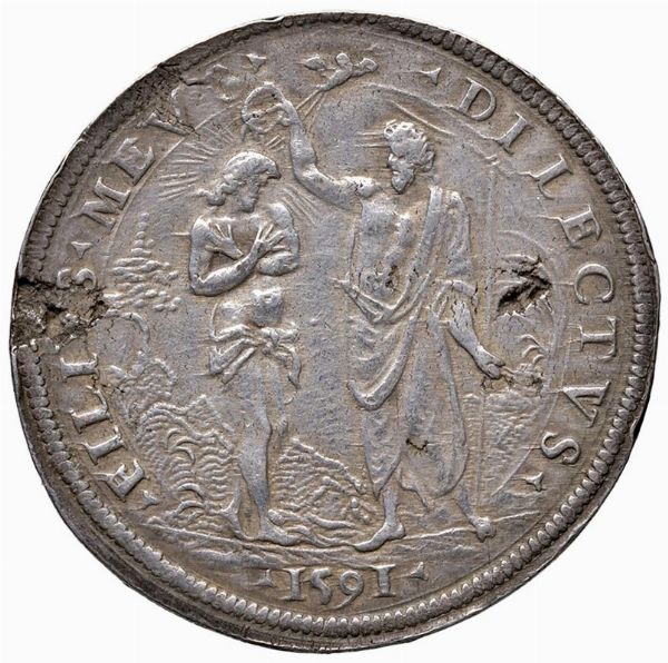 FIRENZE. FERDINANDO I DE&rsquo; MEDICI (1587-1609) PIASTRA 1591  - Asta Medaglie napoleoniche, monete toscane di grande modulo. Aurea: monete e medaglie d'oro - Associazione Nazionale - Case d'Asta italiane