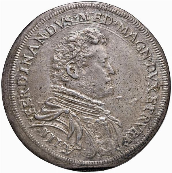 FIRENZE. FERDINANDO I DE&rsquo; MEDICI (1587-1609) PIASTRA 1594  - Asta Medaglie napoleoniche, monete toscane di grande modulo. Aurea: monete e medaglie d'oro - Associazione Nazionale - Case d'Asta italiane