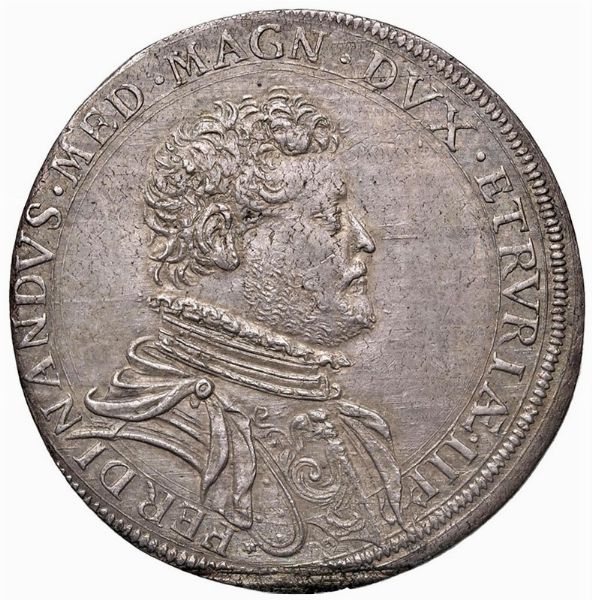 FIRENZE. FERDINANDO I DE&rsquo; MEDICI (1587-1609) PIASTRA 1596  - Asta Medaglie napoleoniche, monete toscane di grande modulo. Aurea: monete e medaglie d'oro - Associazione Nazionale - Case d'Asta italiane