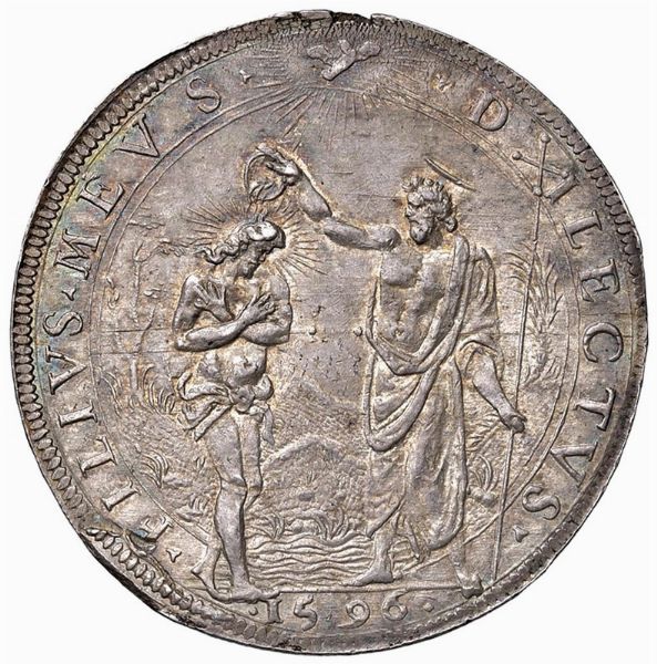 FIRENZE. FERDINANDO I DE&rsquo; MEDICI (1587-1609) PIASTRA 1596  - Asta Medaglie napoleoniche, monete toscane di grande modulo. Aurea: monete e medaglie d'oro - Associazione Nazionale - Case d'Asta italiane