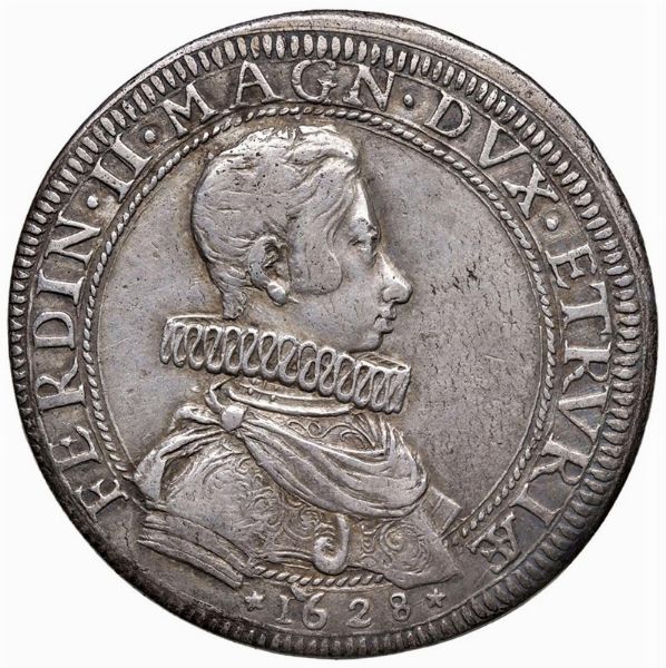 FIRENZE. FERDINANDO II DE&rsquo; MEDICI (1621-1670) PIASTRA 1628  - Asta Medaglie napoleoniche, monete toscane di grande modulo. Aurea: monete e medaglie d'oro - Associazione Nazionale - Case d'Asta italiane