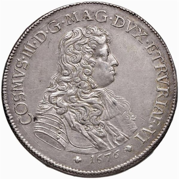 FIRENZE. COSIMO III DE&rsquo; MEDICI (1670-1723) PIASTRA 1676  - Asta Medaglie napoleoniche, monete toscane di grande modulo. Aurea: monete e medaglie d'oro - Associazione Nazionale - Case d'Asta italiane